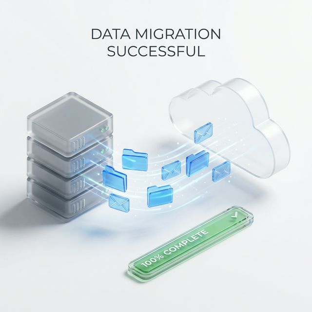 Abstract data migration visual representing organised project information