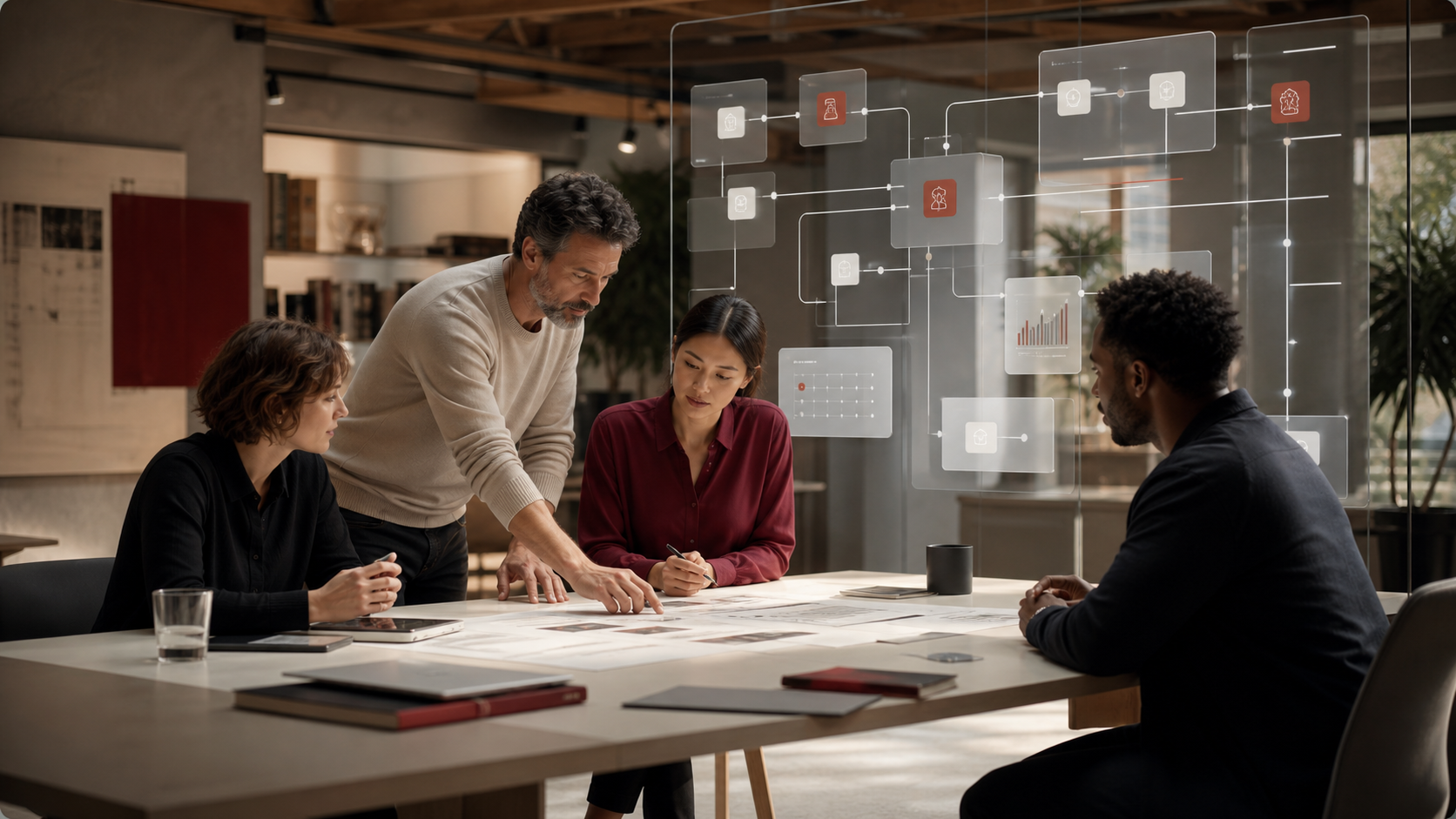 Team mapping connected systems for a custom AI solution