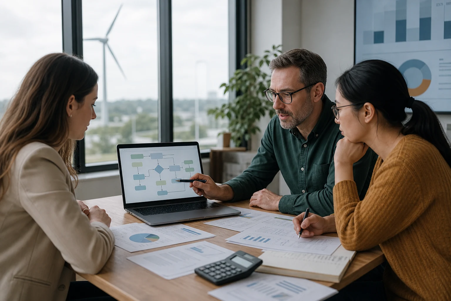 Finance team reviewing invoice data and an approval workflow