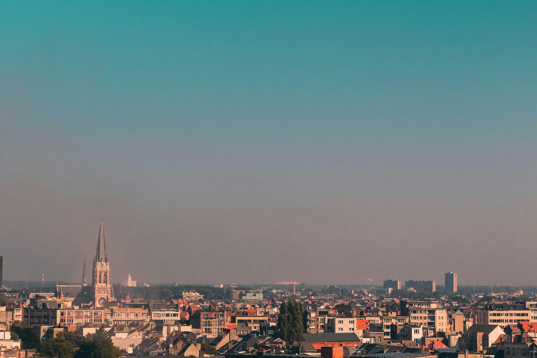 Antwerp skyline photographed at dusk for the AI agency service area page