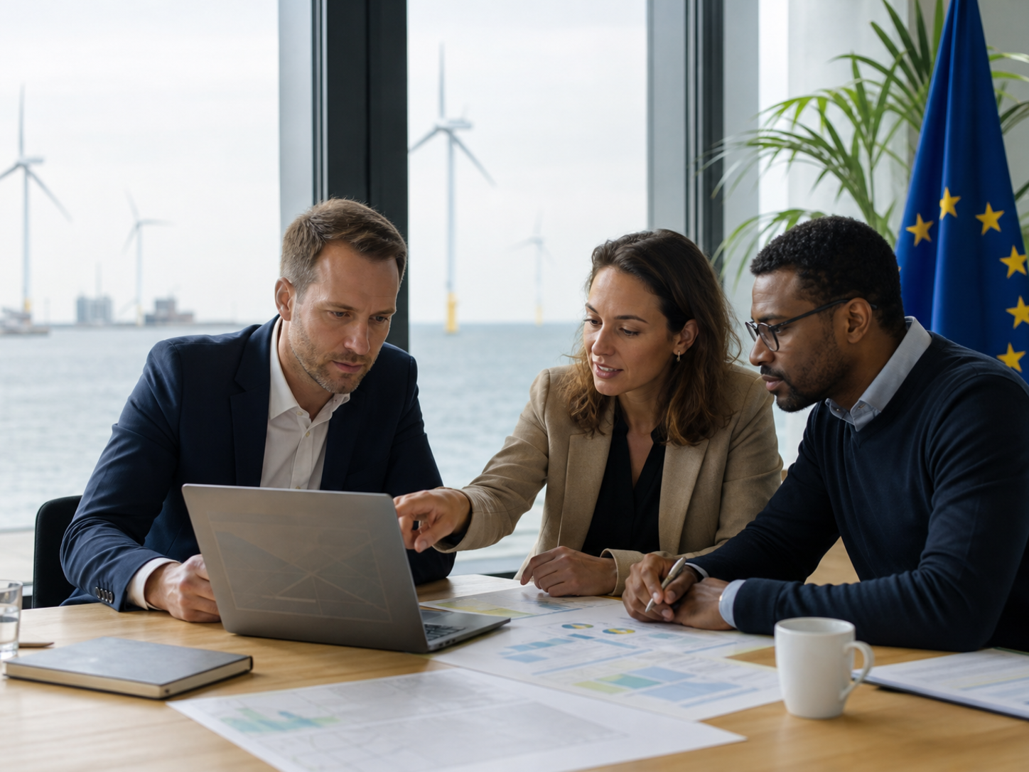 Brussels renewable-energy professionals reviewing security and recovery priorities