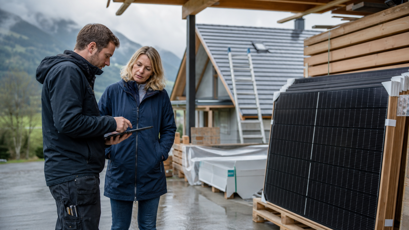 Chicago renewable-energy professionals reviewing a commercial building solar and storage project