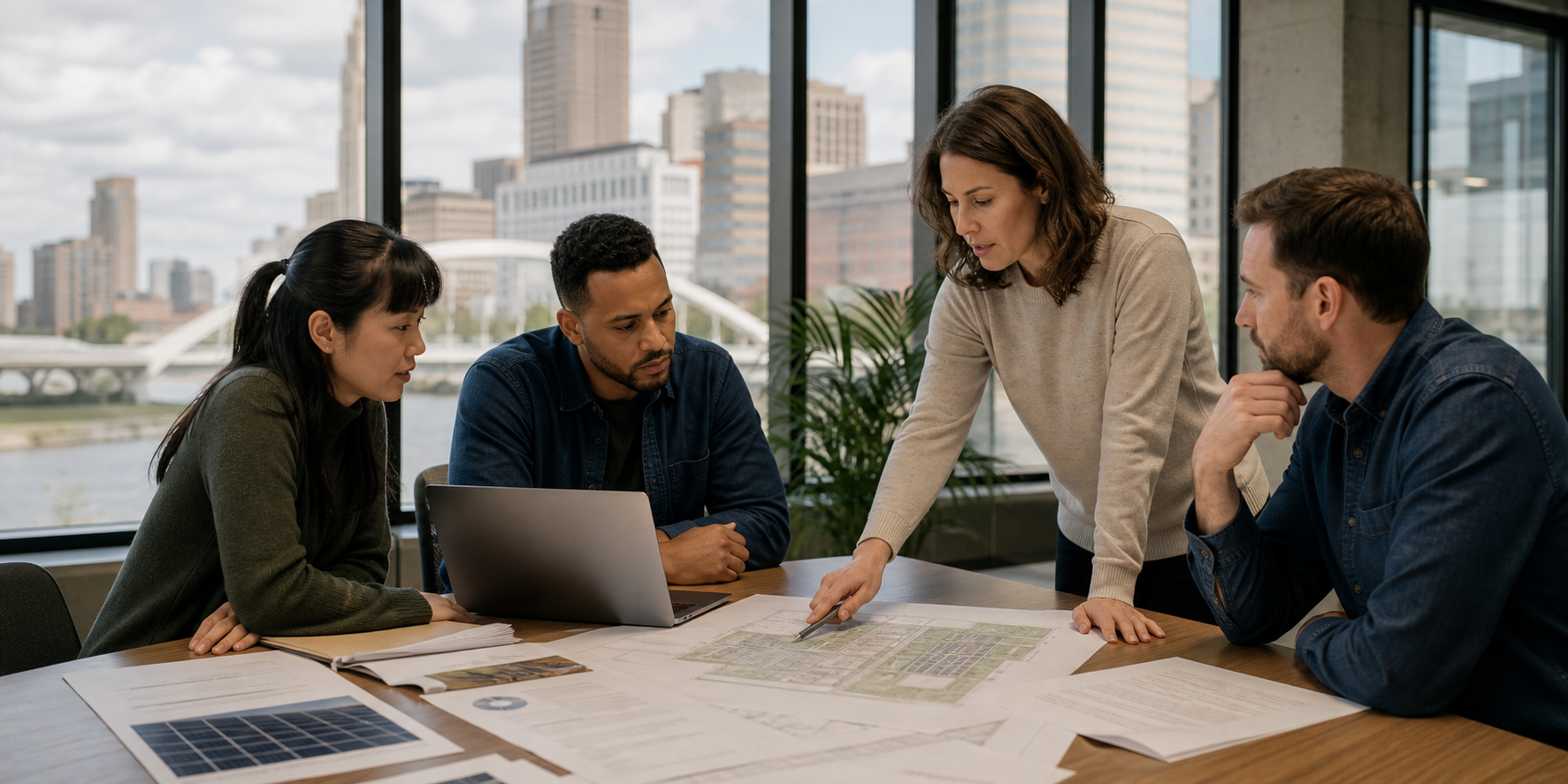 Columbus renewable-energy project team connecting customer, utility, and supplier work