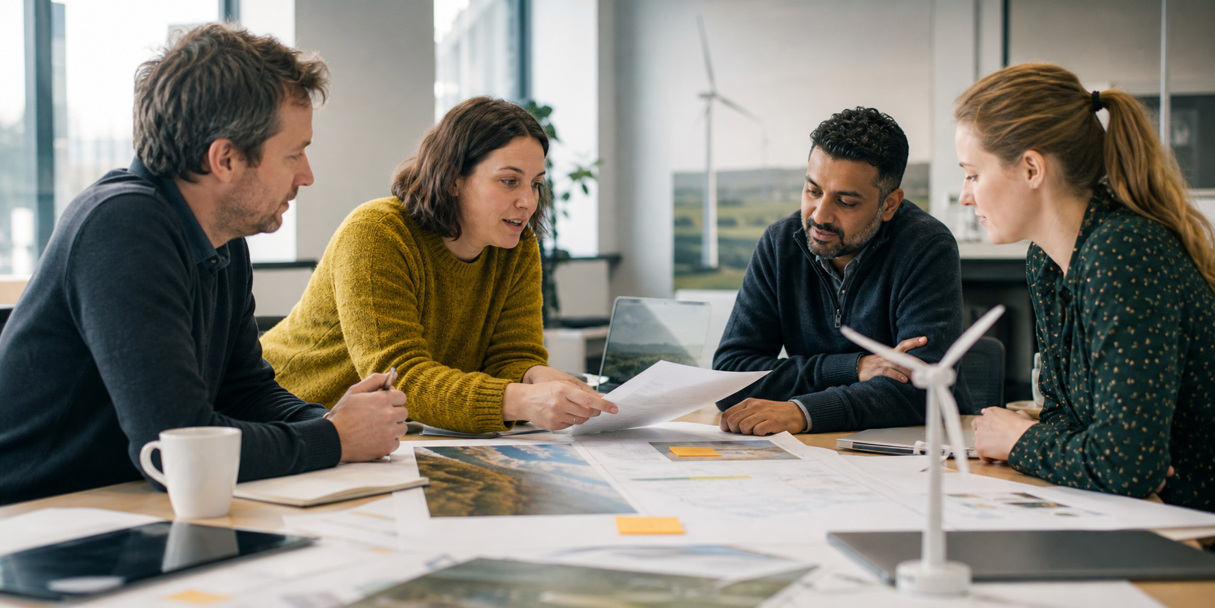 Dublin renewable-energy project team connecting customer, supplier, and delivery work