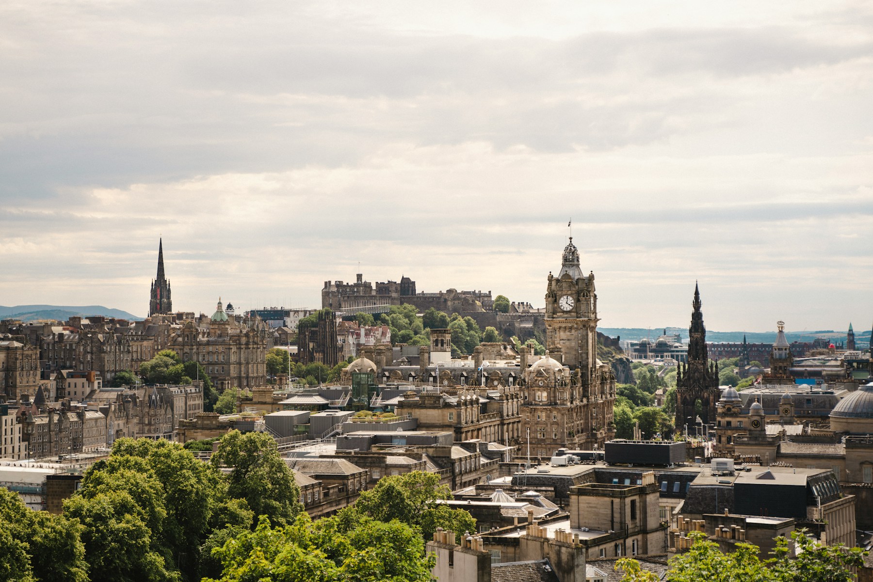 Edinburgh skyline and castle district photographed from above