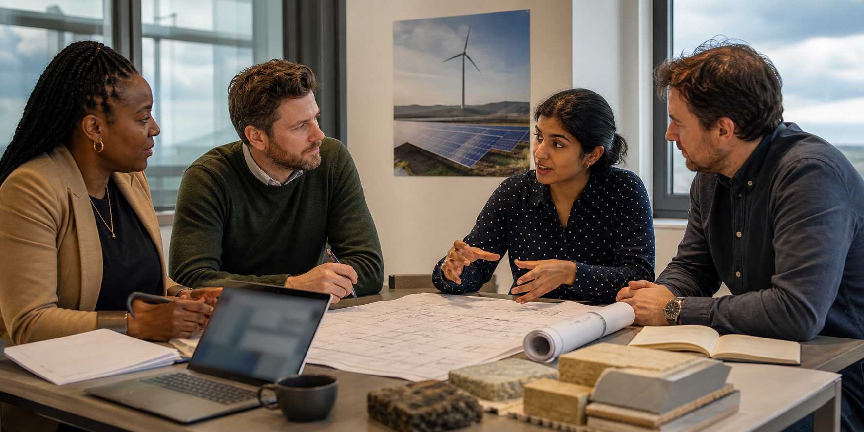Edinburgh renewable-energy project team connecting Scottish customer and supplier work