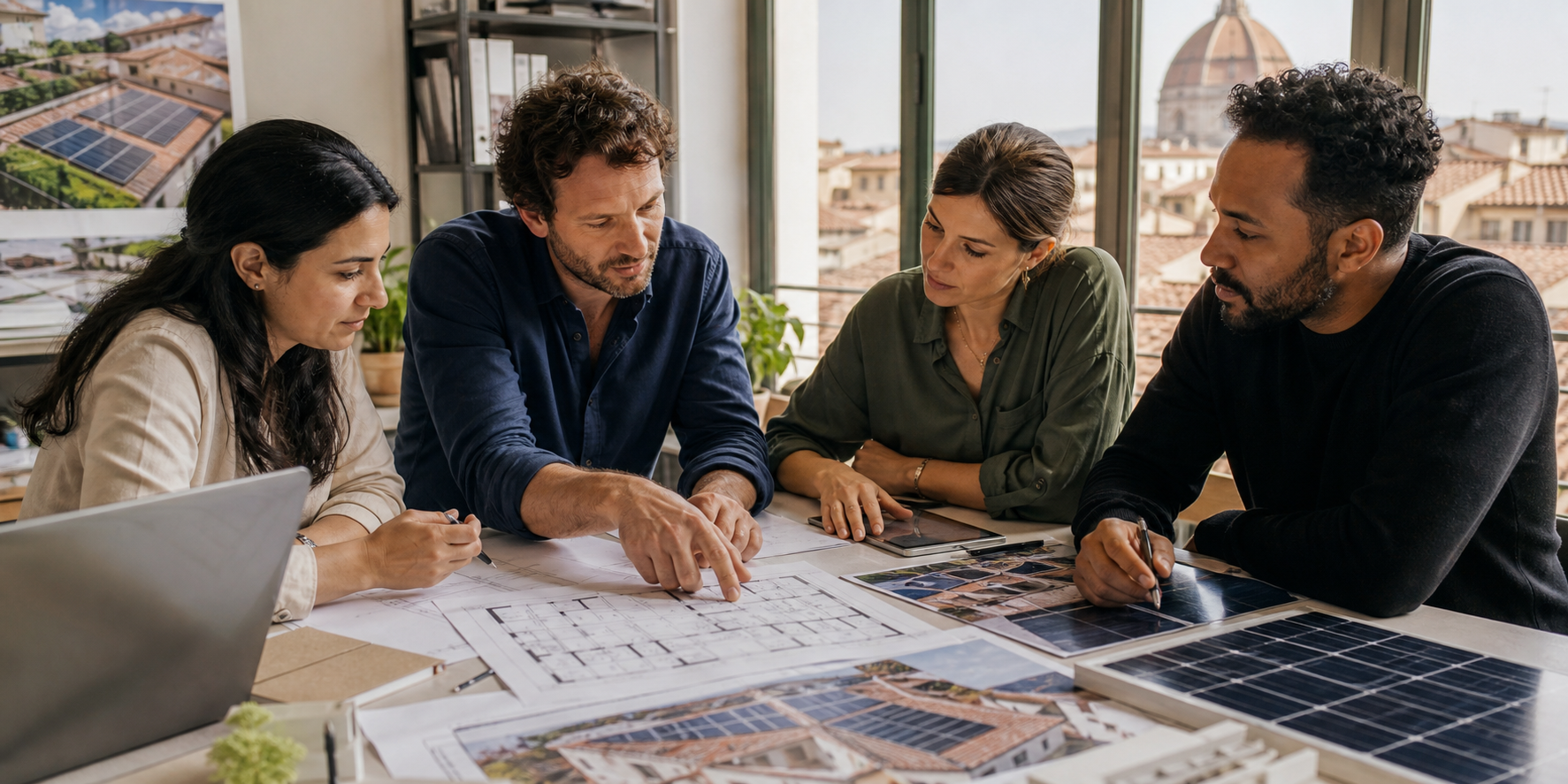 Florence renewable-energy project team connecting Italian customer and supplier work