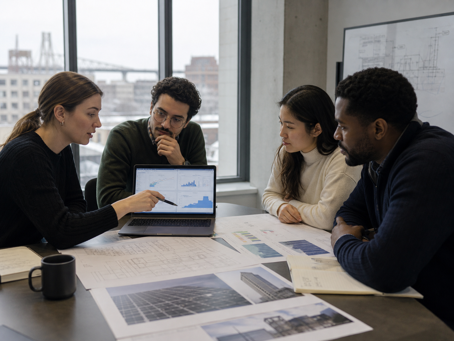 Montreal engineers reviewing building, solar, hydro, and storage assumptions