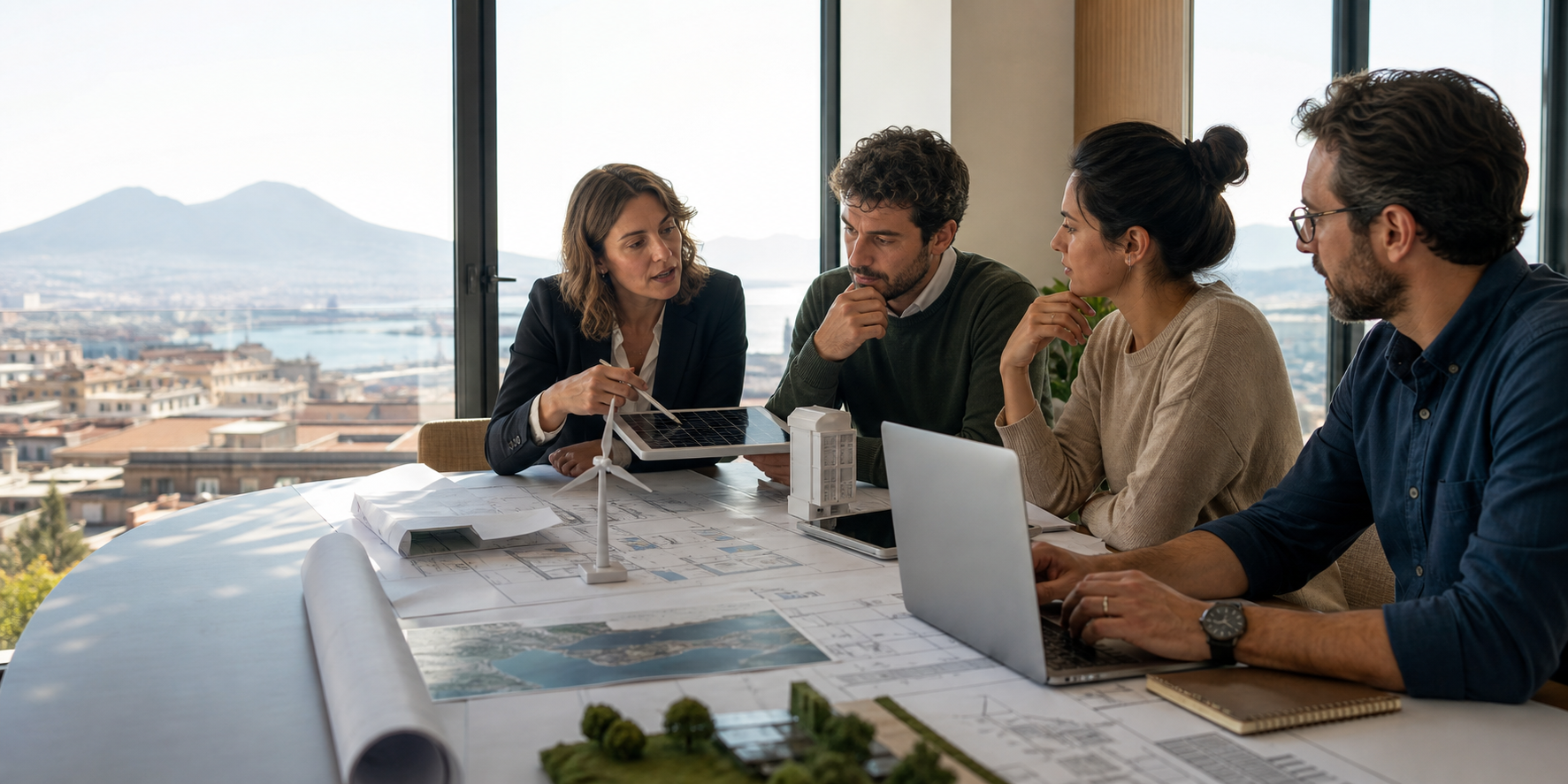 Naples renewable-energy project team connecting Italian customer and supplier work