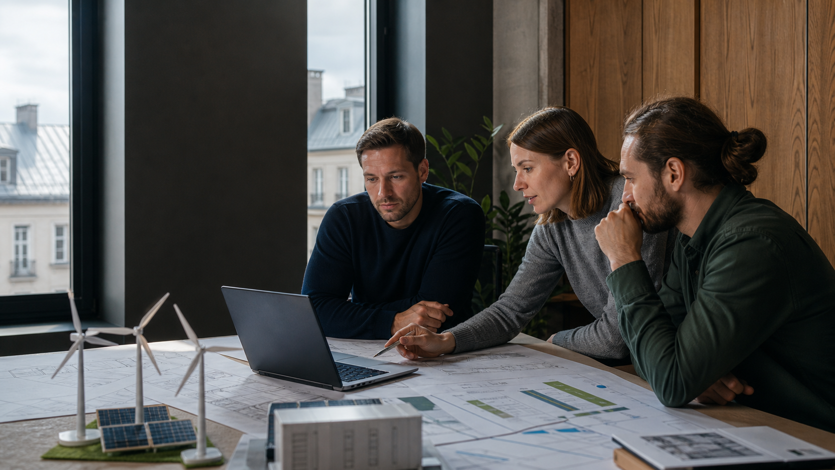 Riga renewable-energy professionals reviewing a Baltic grid and renewable project