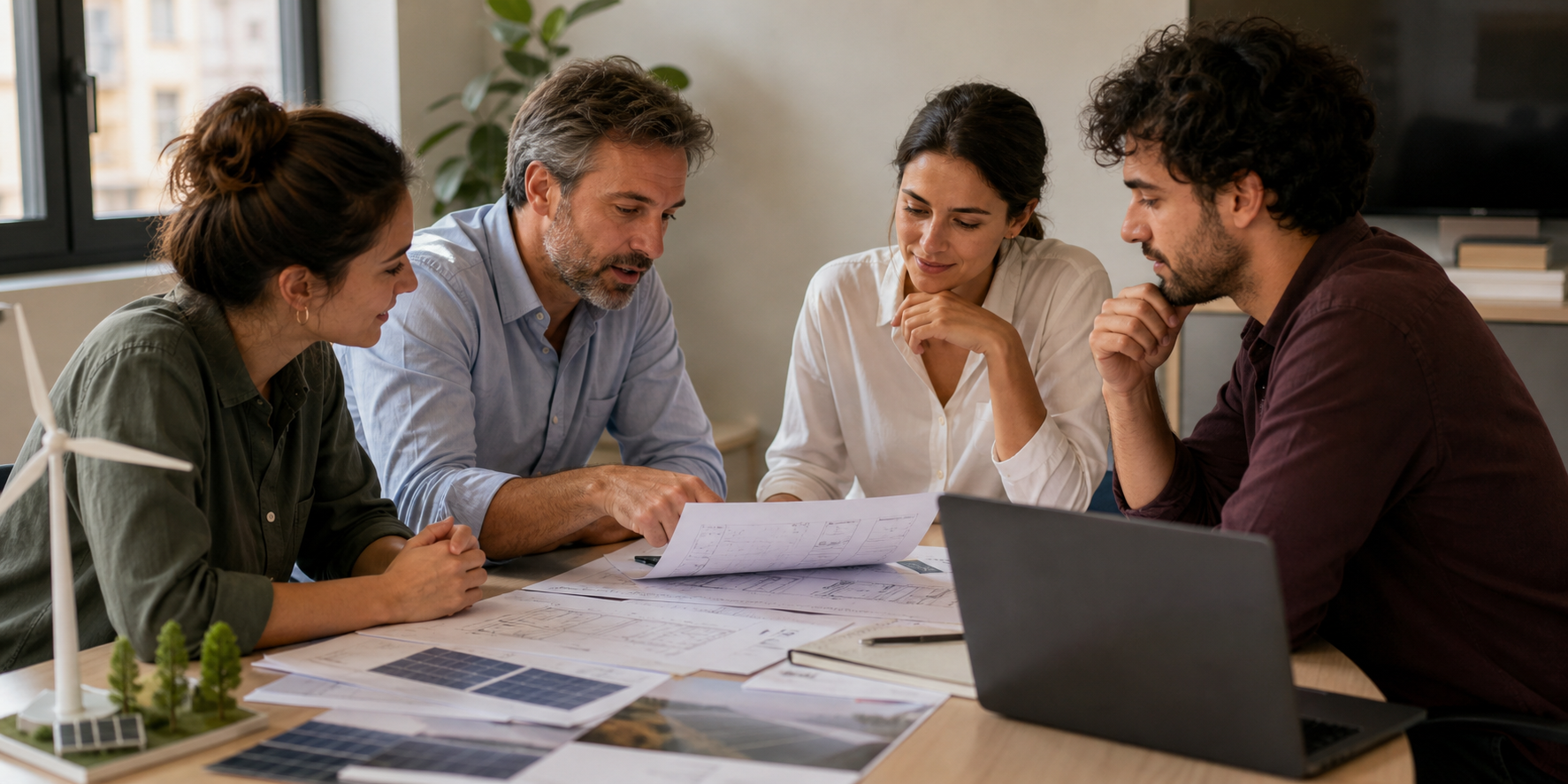 Rome renewable-energy project team connecting Italian customer, supplier, and delivery work
