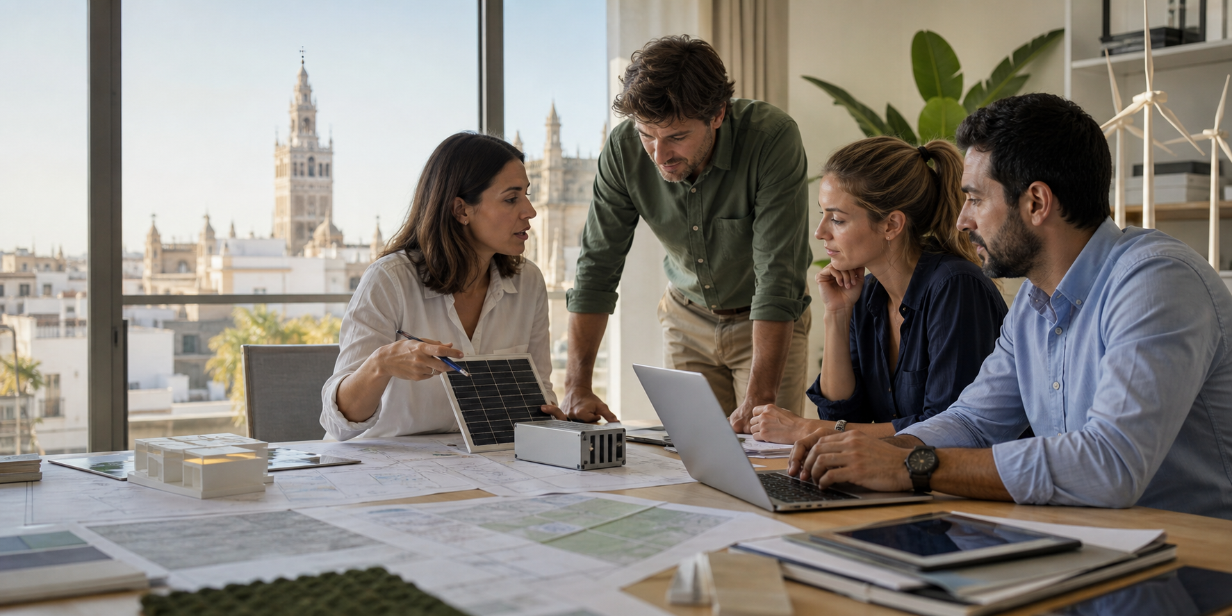 Seville renewable-energy project team connecting Spanish customer and supplier work