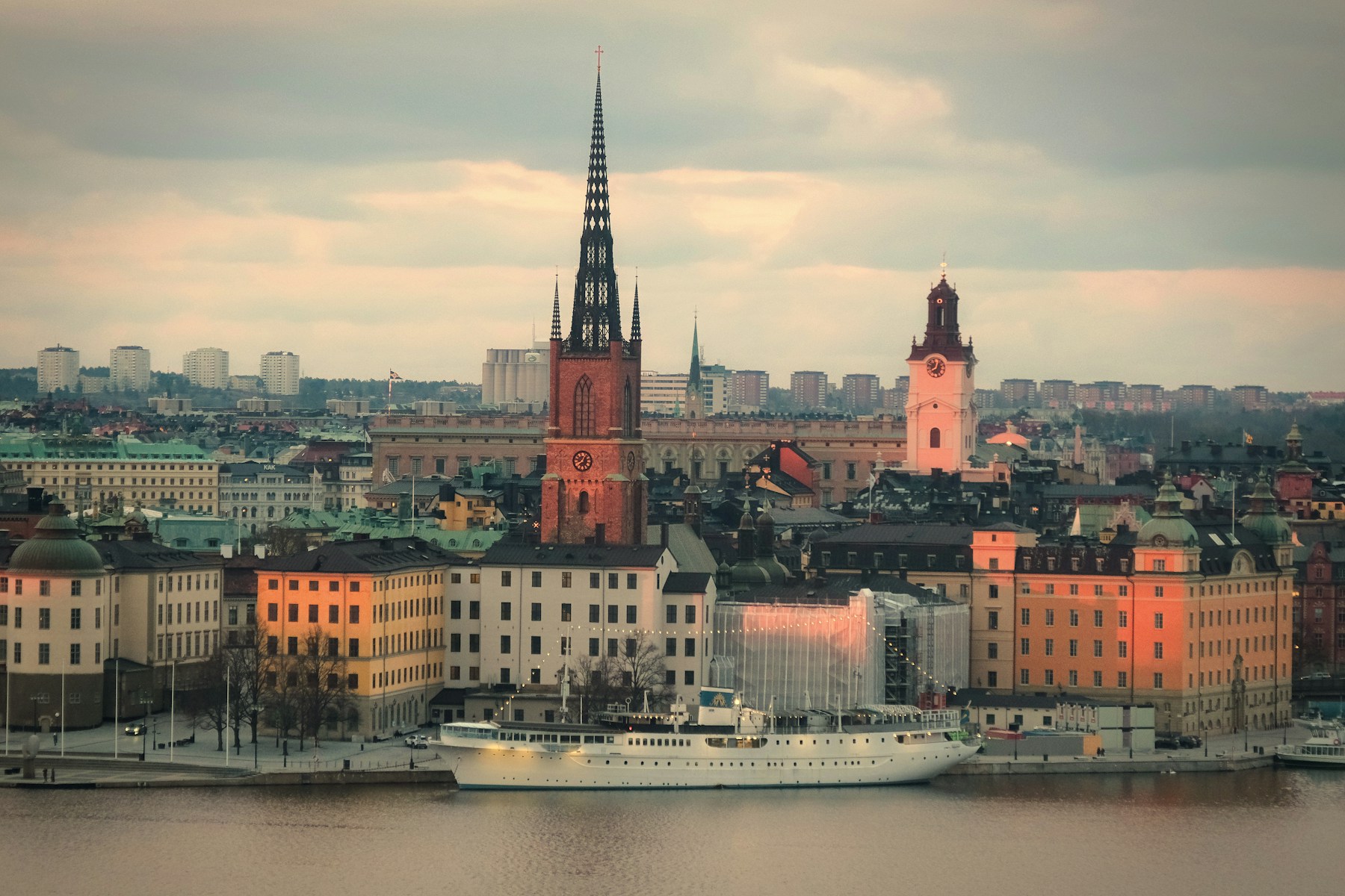 Stockholm waterfront and historic skyline photographed across the water