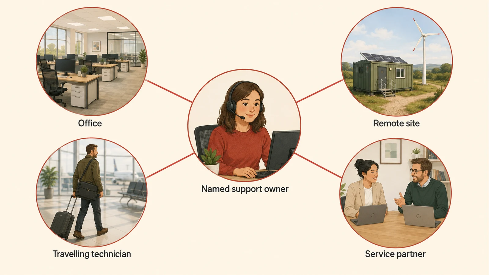 IT support responsibilities across office and field work locations.