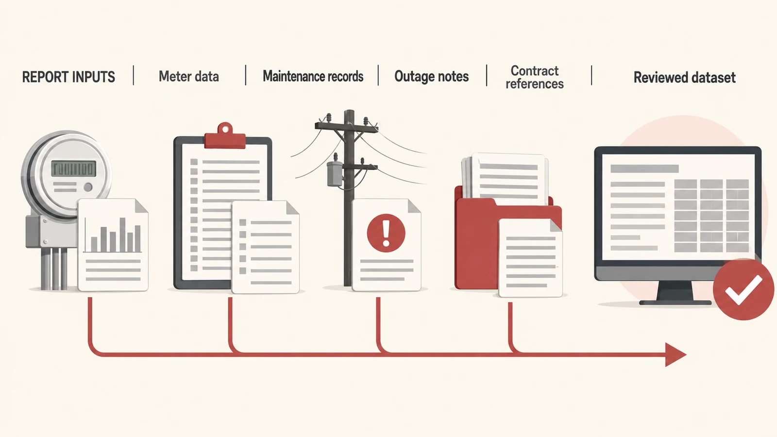Data sources feeding a renewable-energy asset report.