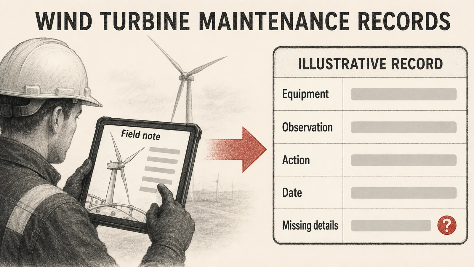 Example conversion of a maintenance note into a structured record.